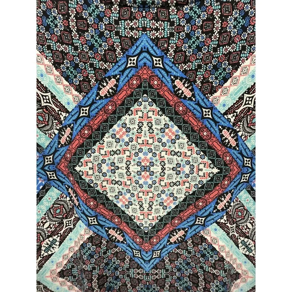 Be Chetta B Dress 16 Black Coral Stretch Knee Boho Mandala‎ Geometric New - Picture 2 of 10